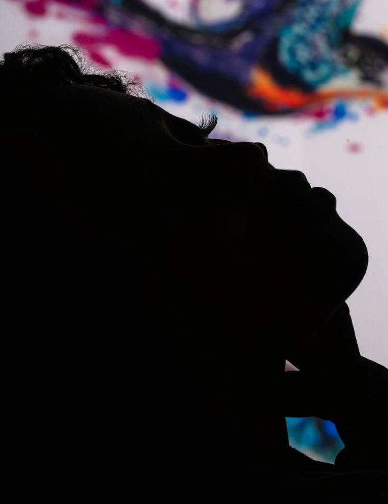 calm silhouette woman